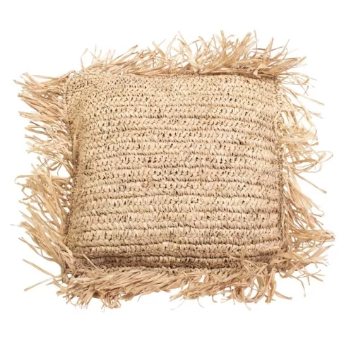 Coussin raphia tressé en 40*40 couleur naturel