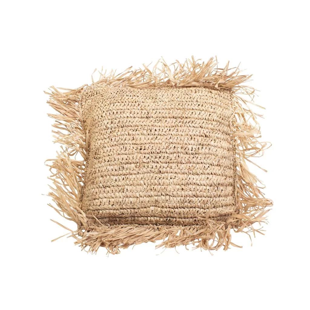 Coussin raphia tressé en 40*40 couleur naturel