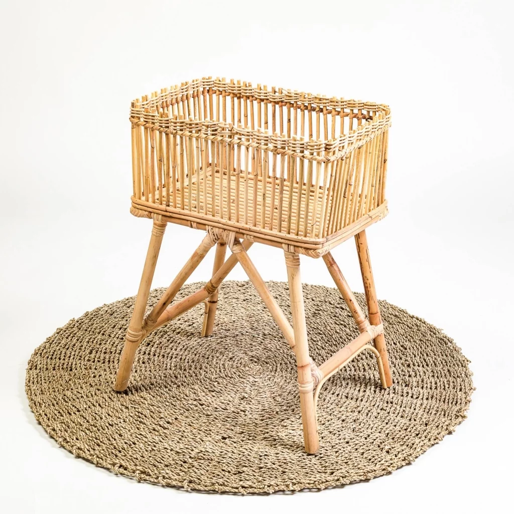 jardinière rotin - jardinière en hauteur - présentoir décoratif - porte magazine - porte plante - cache pot  vintage