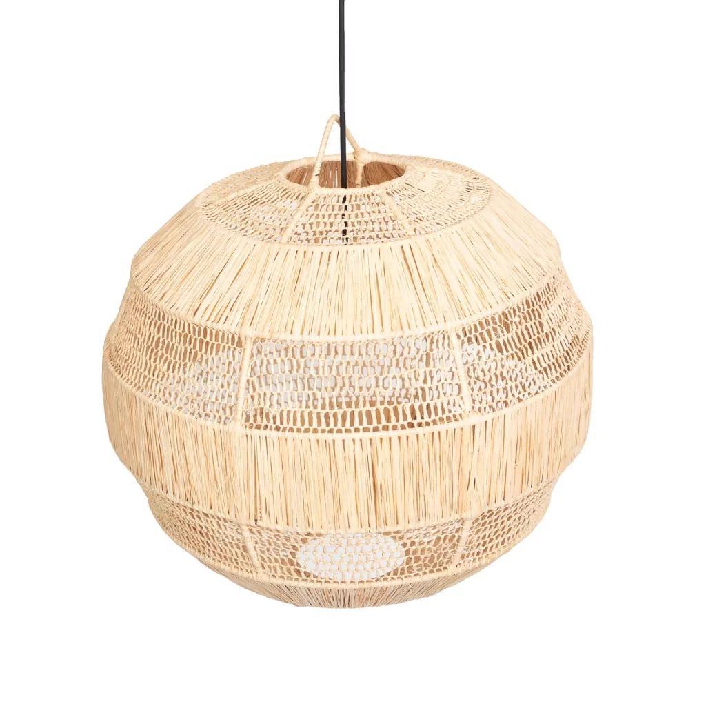 Suspension ronde en raphia naturelle