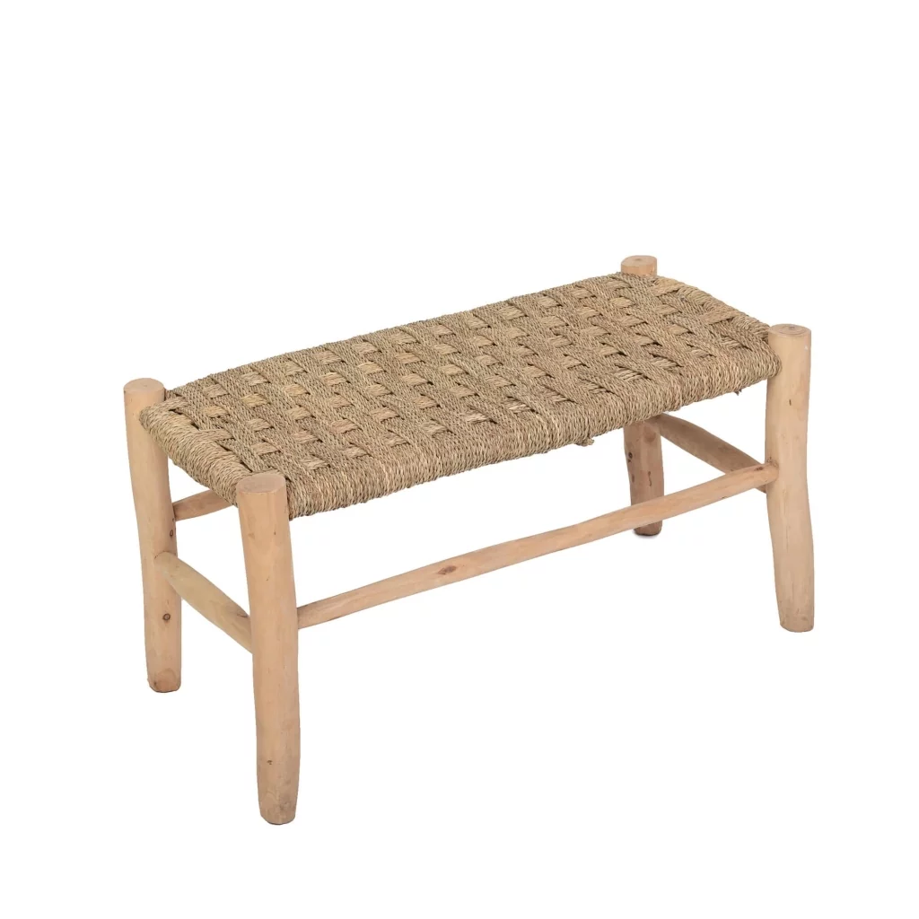 Banc en feuilles de palmier et bois au style marocain