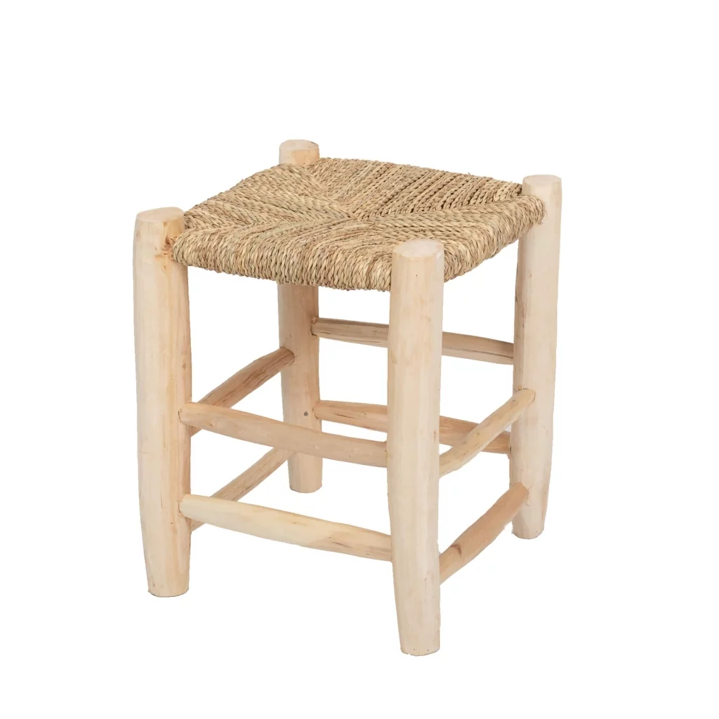 Tabouret marocain en fibre de palmier