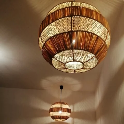 Suspension ronde en raphia naturelle 2