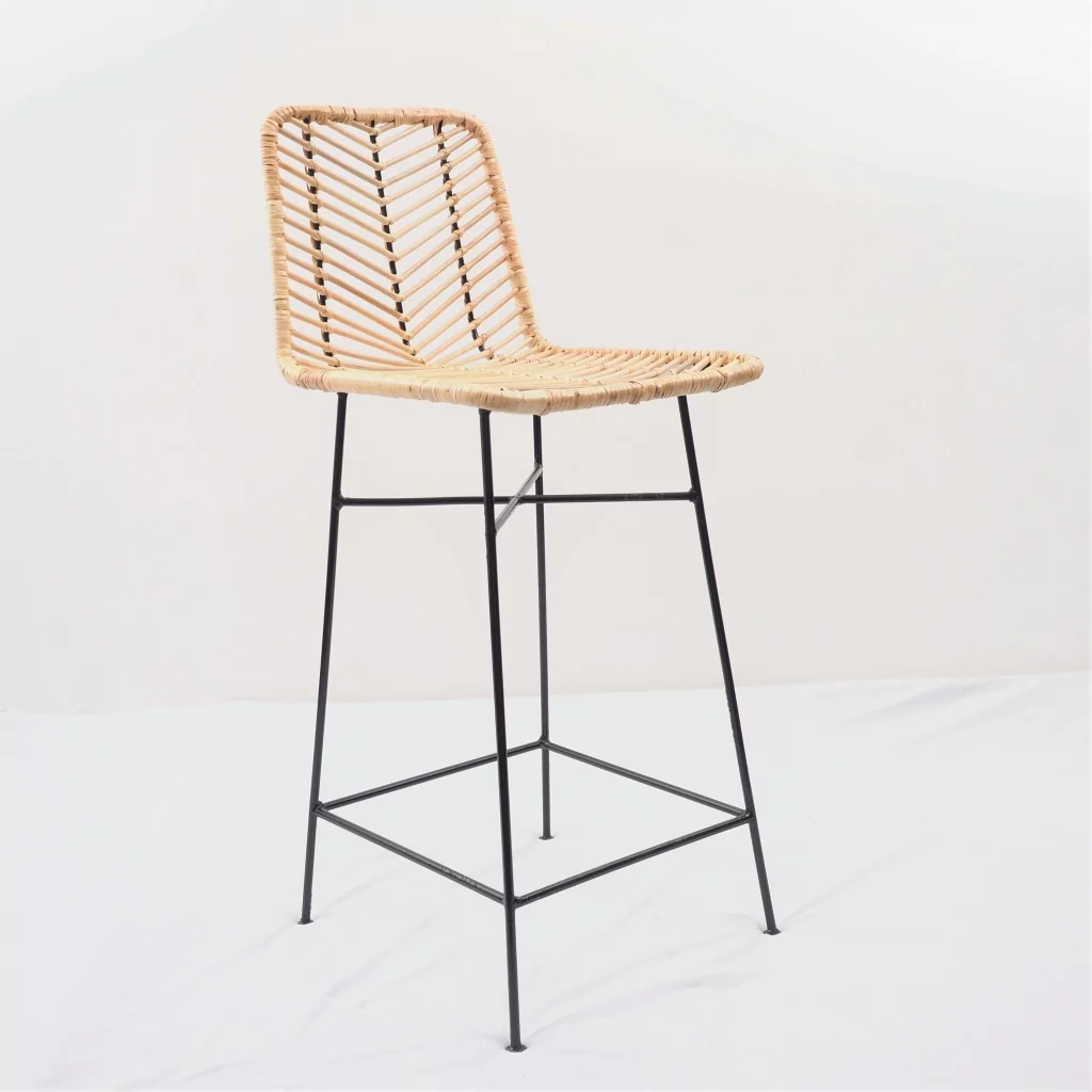 ATI - Tabouret de bar en rotin et métal - HYDILE, marque de déco naturelle