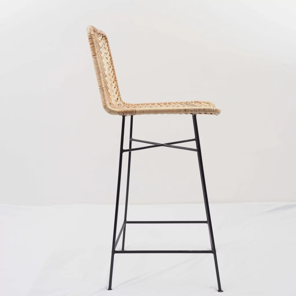 ATI - Tabouret de bar en rotin et métal - HYDILE, marque de déco naturelle