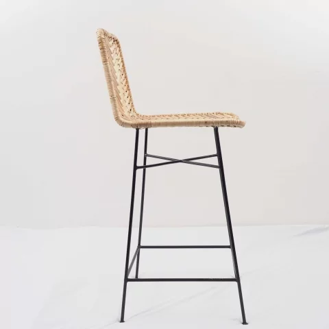 ATI - Tabouret de bar en rotin et métal - HYDILE, marque de déco naturelle