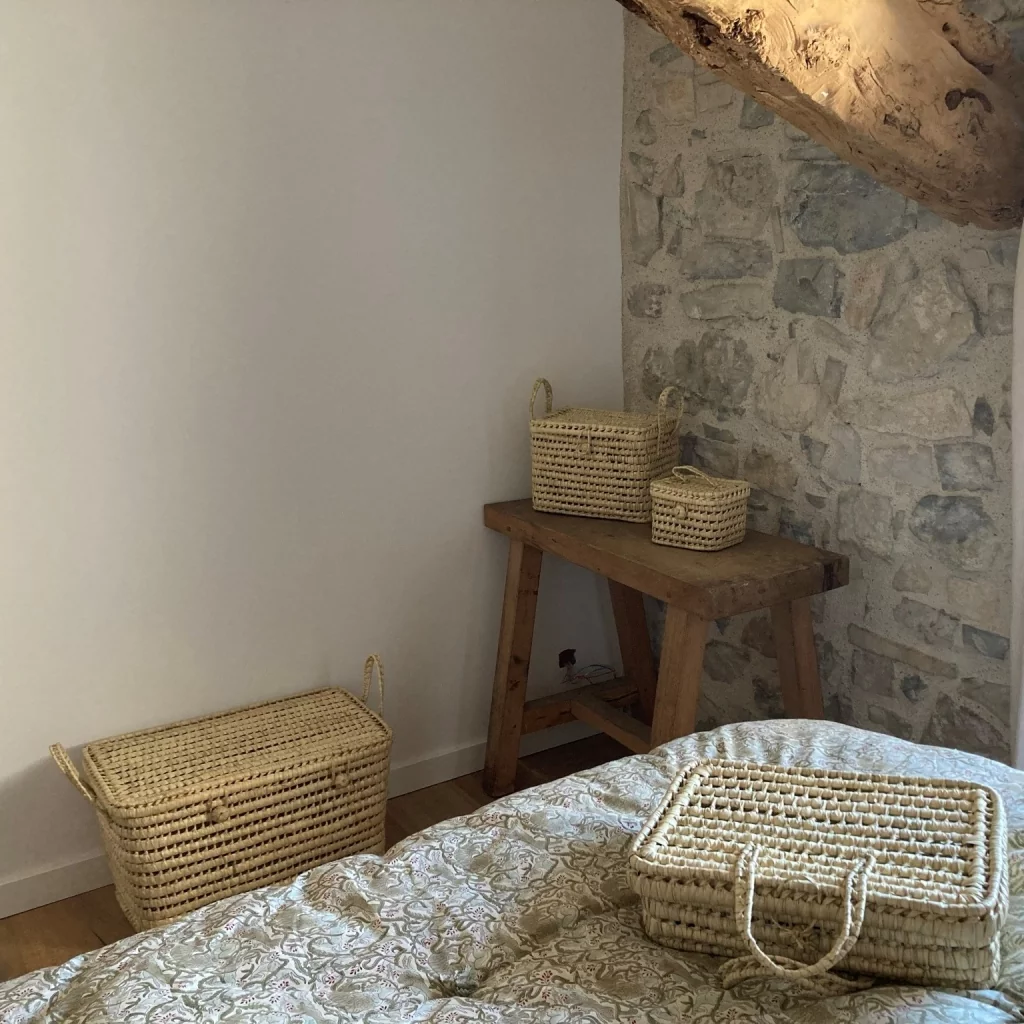 PILOU - Petit coffre de rangement en feuilles de palmier - Naturel