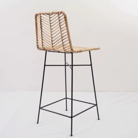 ATI - Tabouret de bar en rotin et métal - HYDILE, marque de déco naturelle