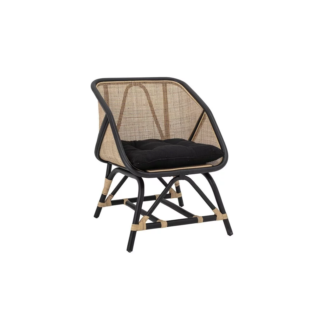 POLKA - Fauteuil en rotin noir et cannage