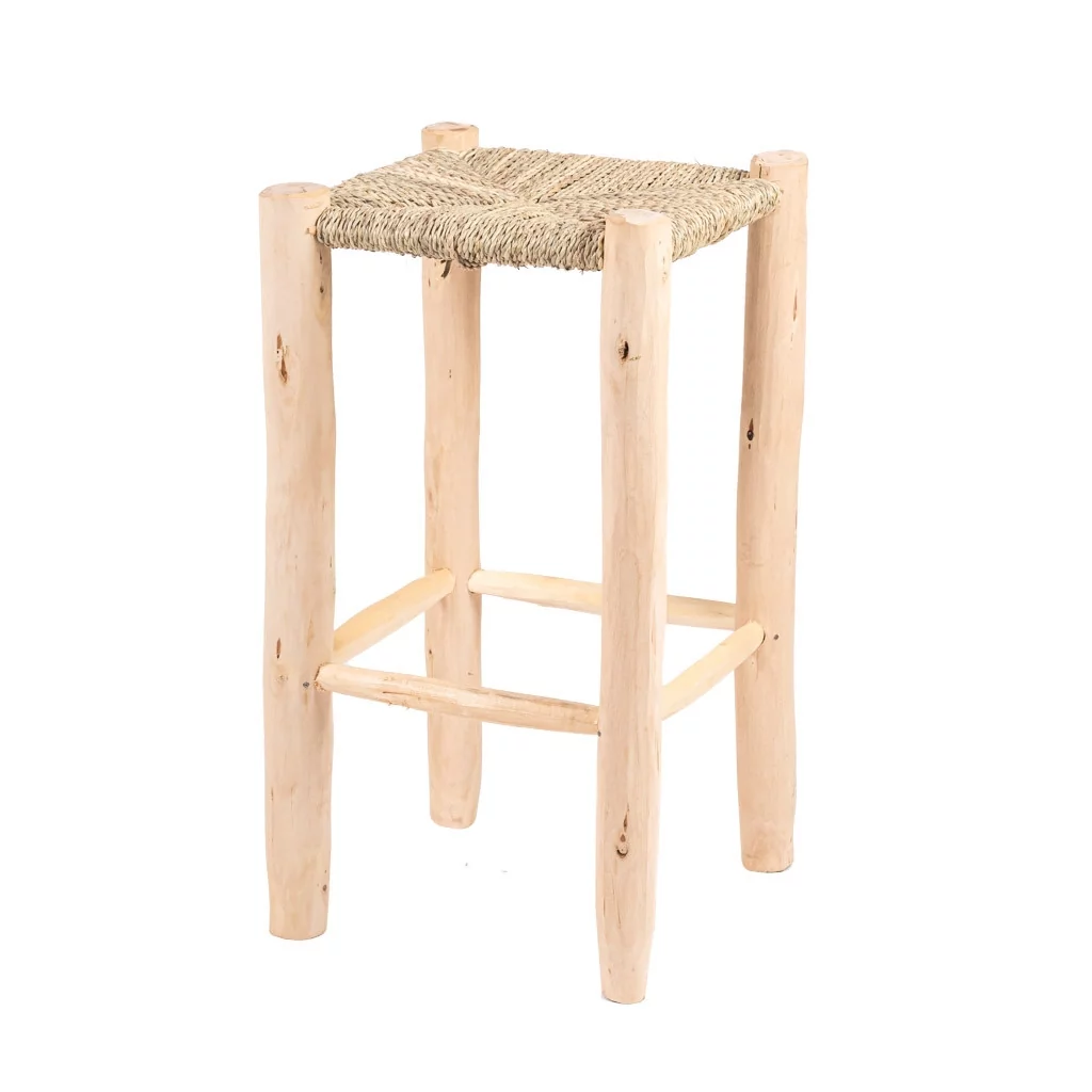 Tabouret de bar - tabouret haut en bois et en corde