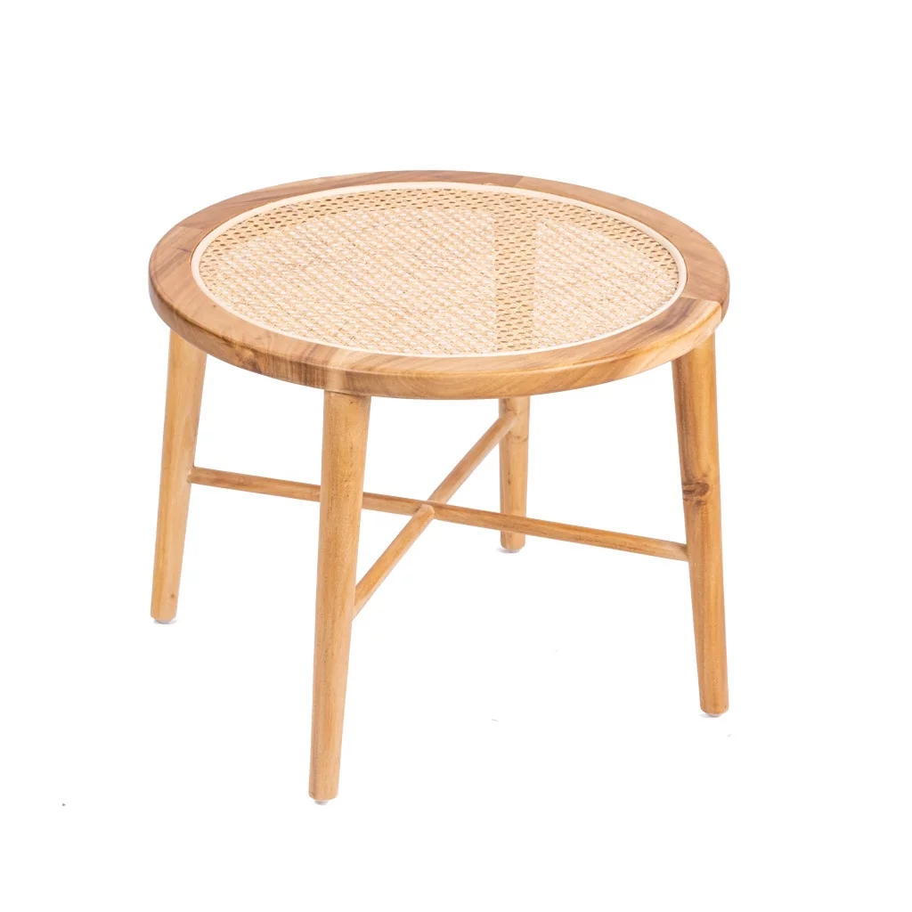 able basse - table basse en cannage - table basse ronde en cannage et bois