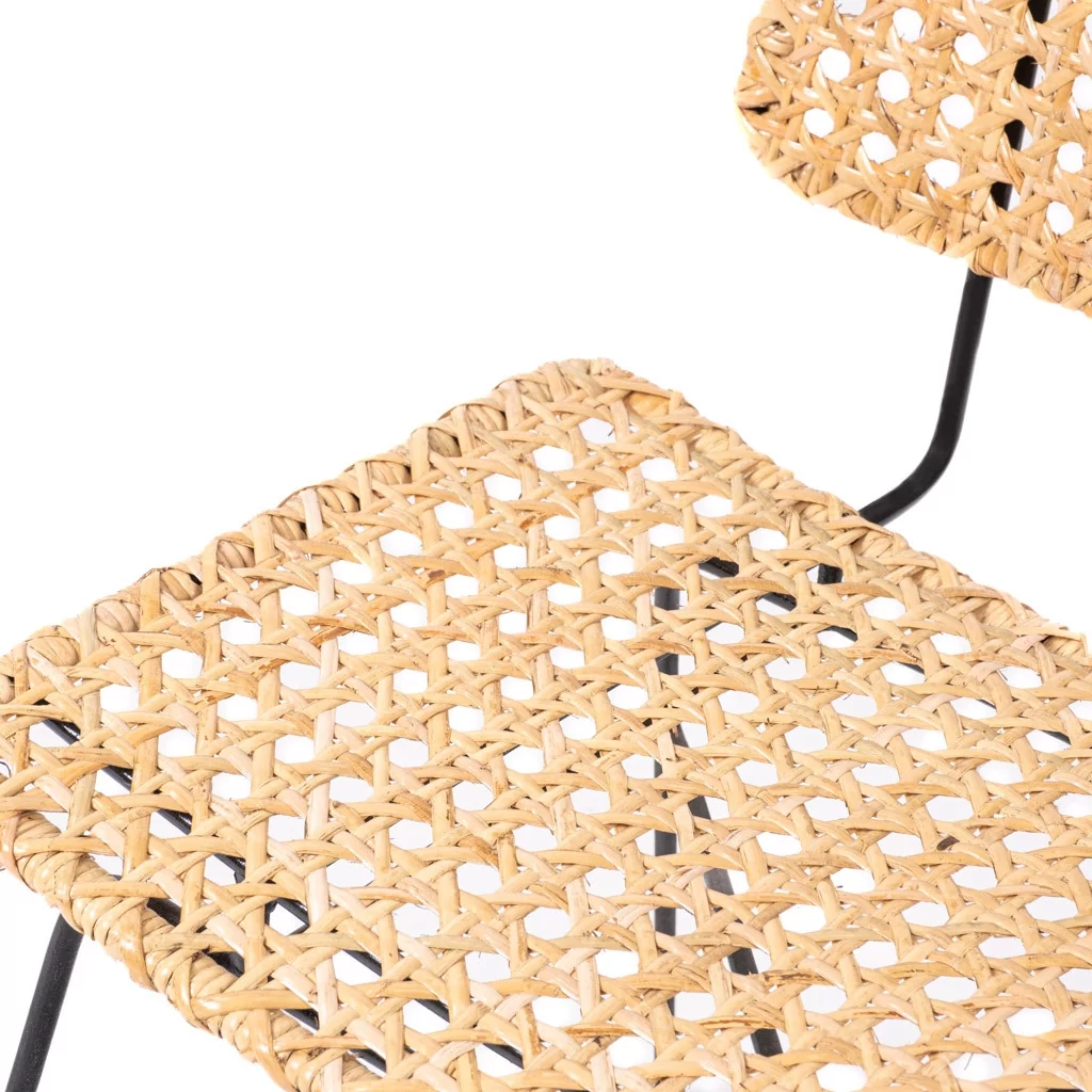 GUSTAVE - Chaise de salon en rotin et métal