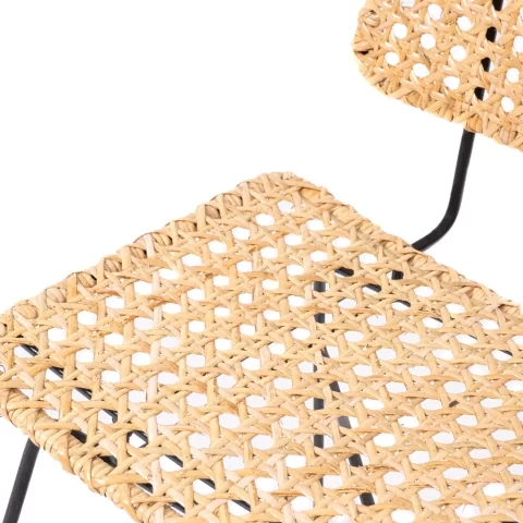 GUSTAVE - Chaise de salon en rotin et métal