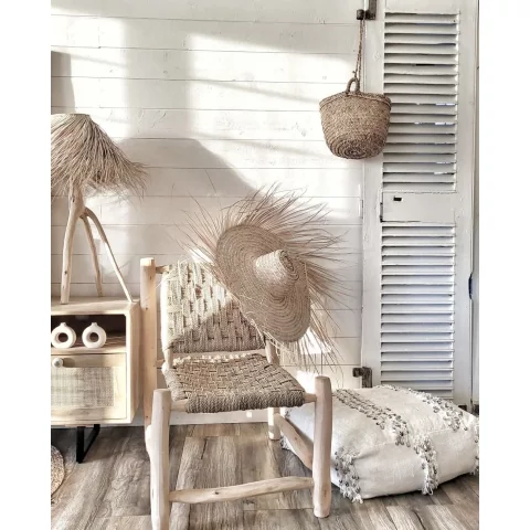 LODJO - Fauteuil doum et en bois d'eucalyptus