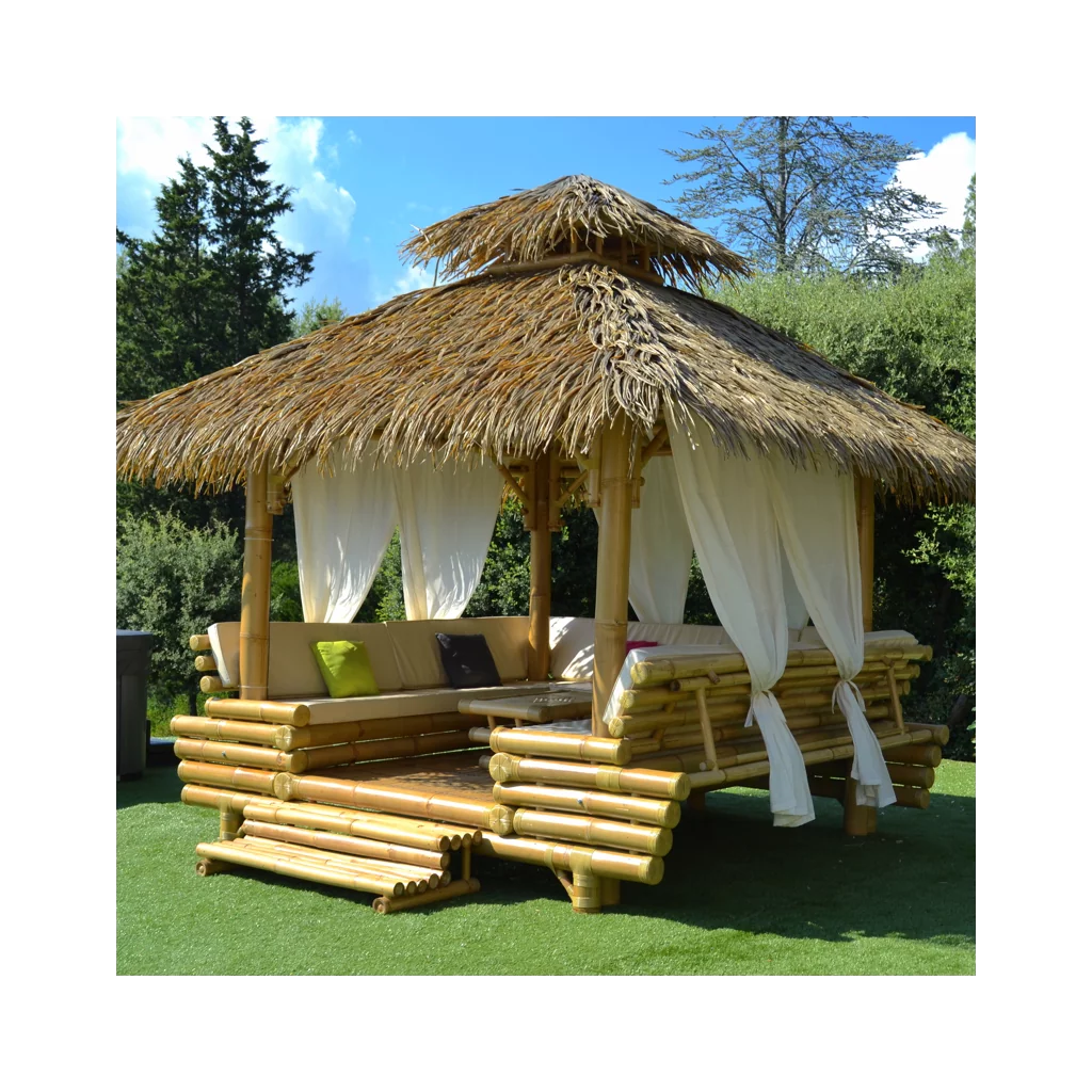 Gazebo bambou, paillote bambou, salon de jardin, pergola en bambou de