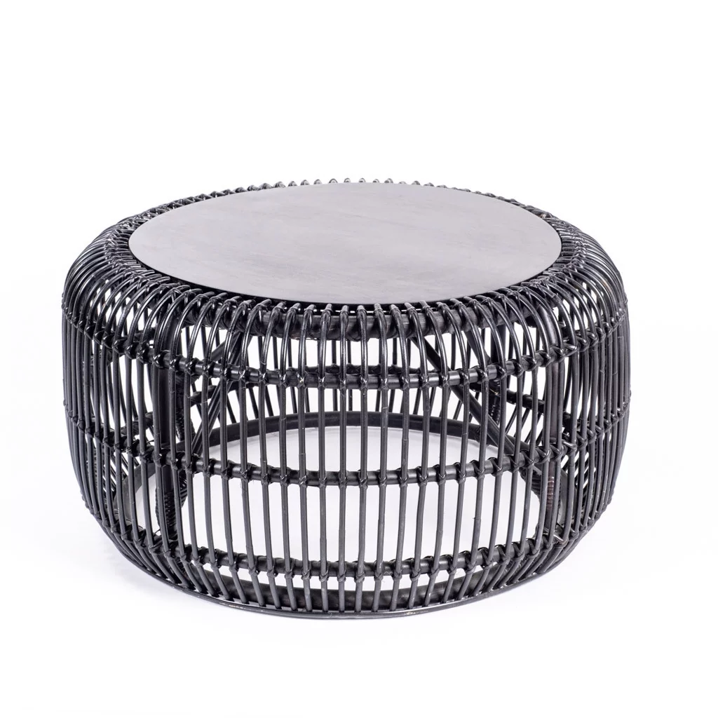 PHIL- table basse en rotin noir
