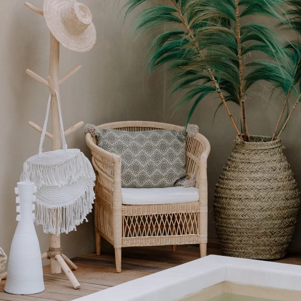 Fauteuil en rotin - Assise en rotin - Chaise rotin et bois - ILIOS - Fauteuil rotin tressé -  HYDILE