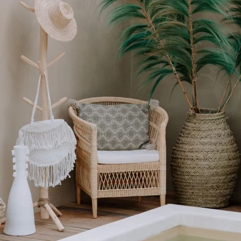 Fauteuil en rotin - Assise en rotin - Chaise rotin et bois - ILIOS - Fauteuil rotin tressé -  HYDILE