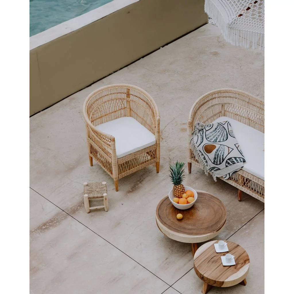 Fauteuil en rotin - Assise en rotin - Chaise rotin et bois - ILIOS - Fauteuil rotin tressé -  HYDILE