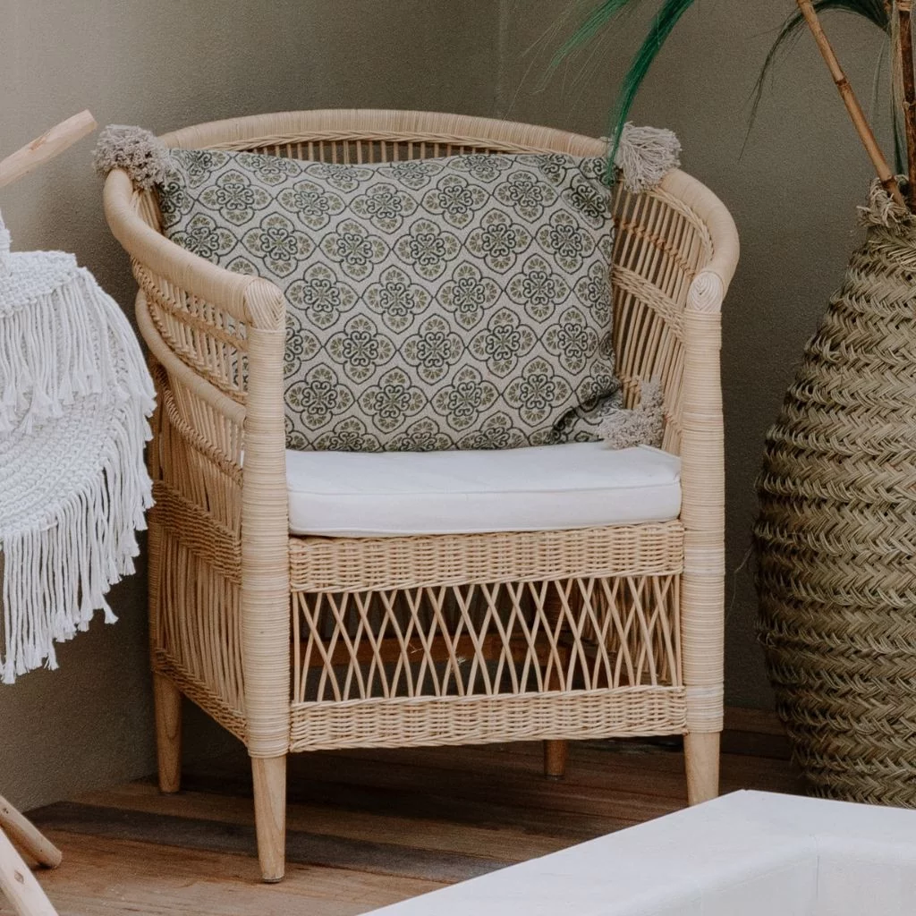 Fauteuil en rotin - Assise en rotin - Chaise rotin et bois - ILIOS - Fauteuil rotin tressé -  HYDILE