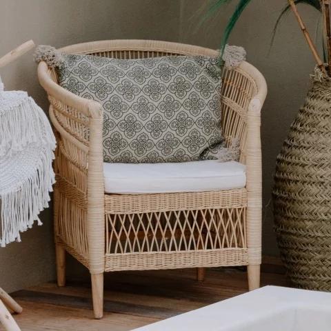 Fauteuil en rotin - Assise en rotin - Chaise rotin et bois - ILIOS - Fauteuil rotin tressé -  HYDILE