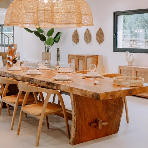 Plateau rond en bambou - plateau rond en bambou tressé - accessoire de cuisine bambou - plateau bambou - plateau rond cuisine