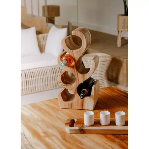 Wood & Wishes - Casier à Vin Rustique, Porte-Bouteille En Bois Massif