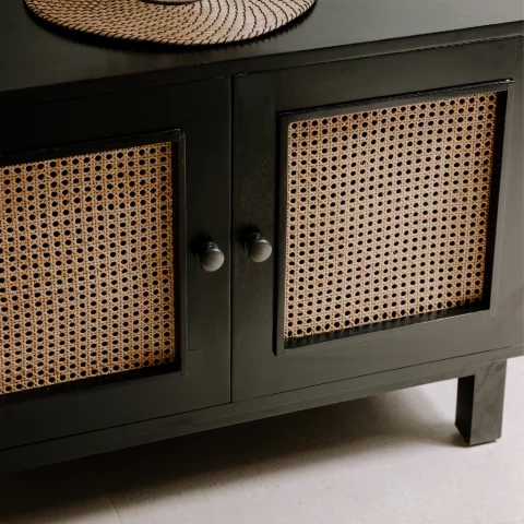 POLKA - buffet en cannage et bois d'acajou