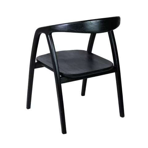 chaise en bois noir avec accoudoirs pour salle à manger