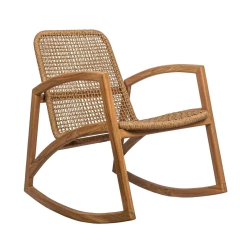 ANNA - Rocking chair extérieur/intérieur en teck et corde