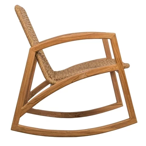 ANNA - Rocking chair extérieur/intérieur en teck et corde