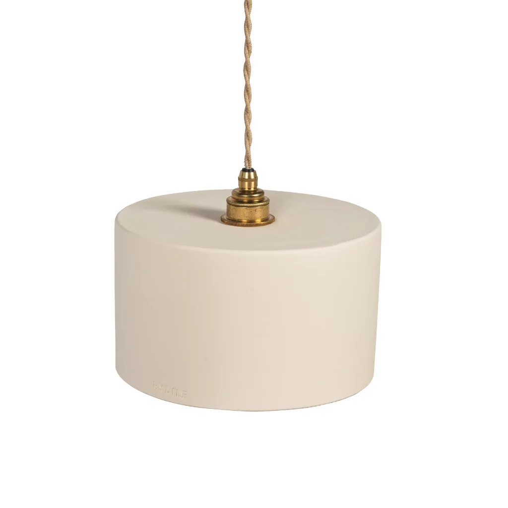 odile - suspension cylindrique en terre cuite blanche