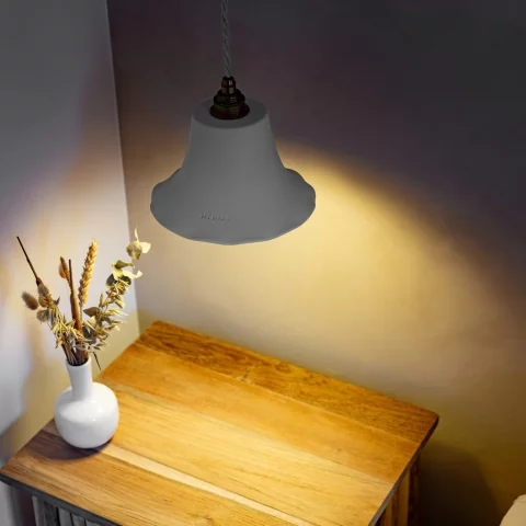 Elodie - suspension en terre cuite ondulée blanche