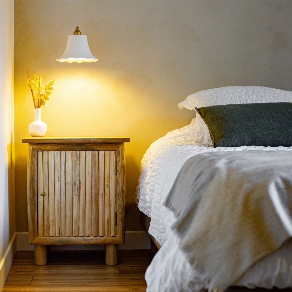 Elodie - suspension de chambre en terre cuite blanche