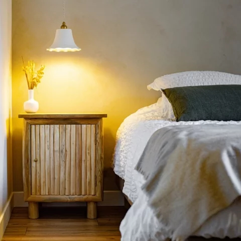 Elodie - suspension de chambre en terre cuite blanche