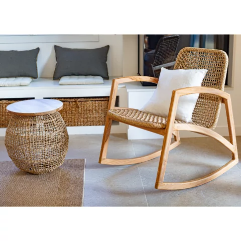 ANNIE - Table en corde et plateau en bois de teck