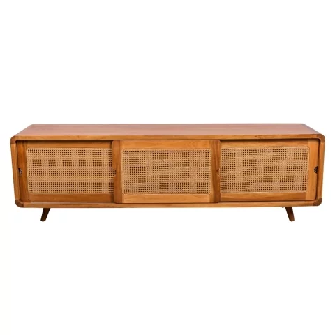 rio - buffet tv vintage en bois de manguier et cannage