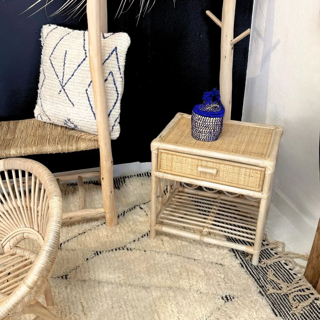 Prisca - Table de chevet en rotin