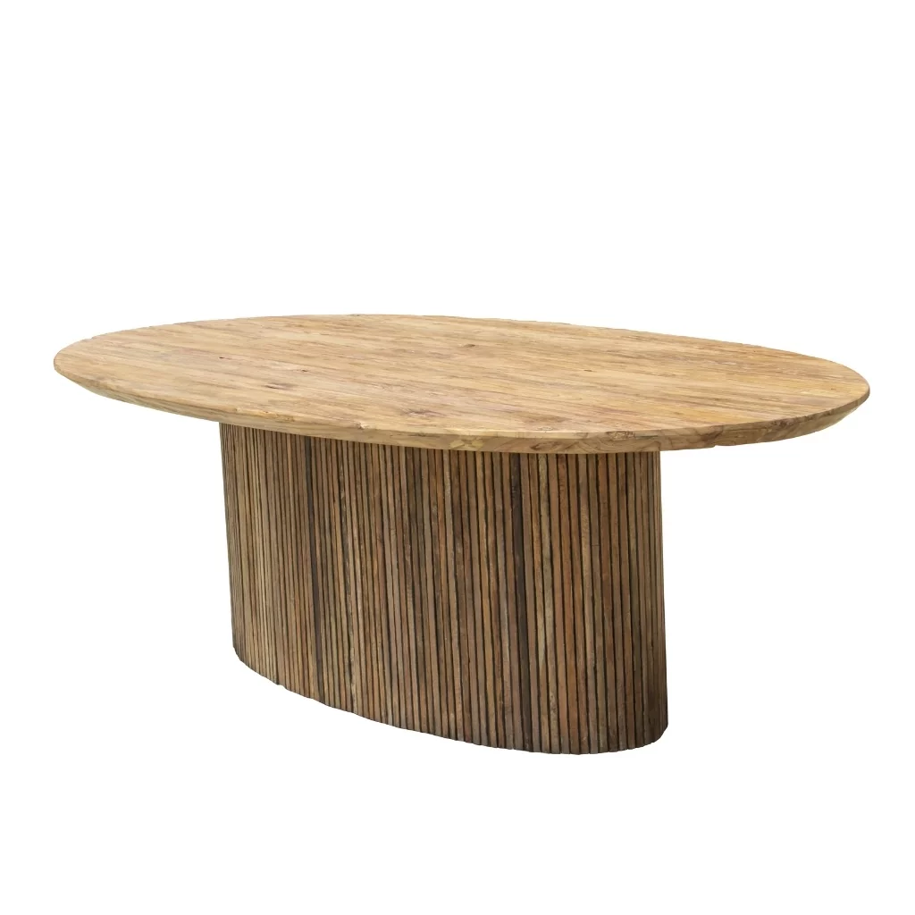 Yaga - Table à manger ovale en bois de teck recyclé
