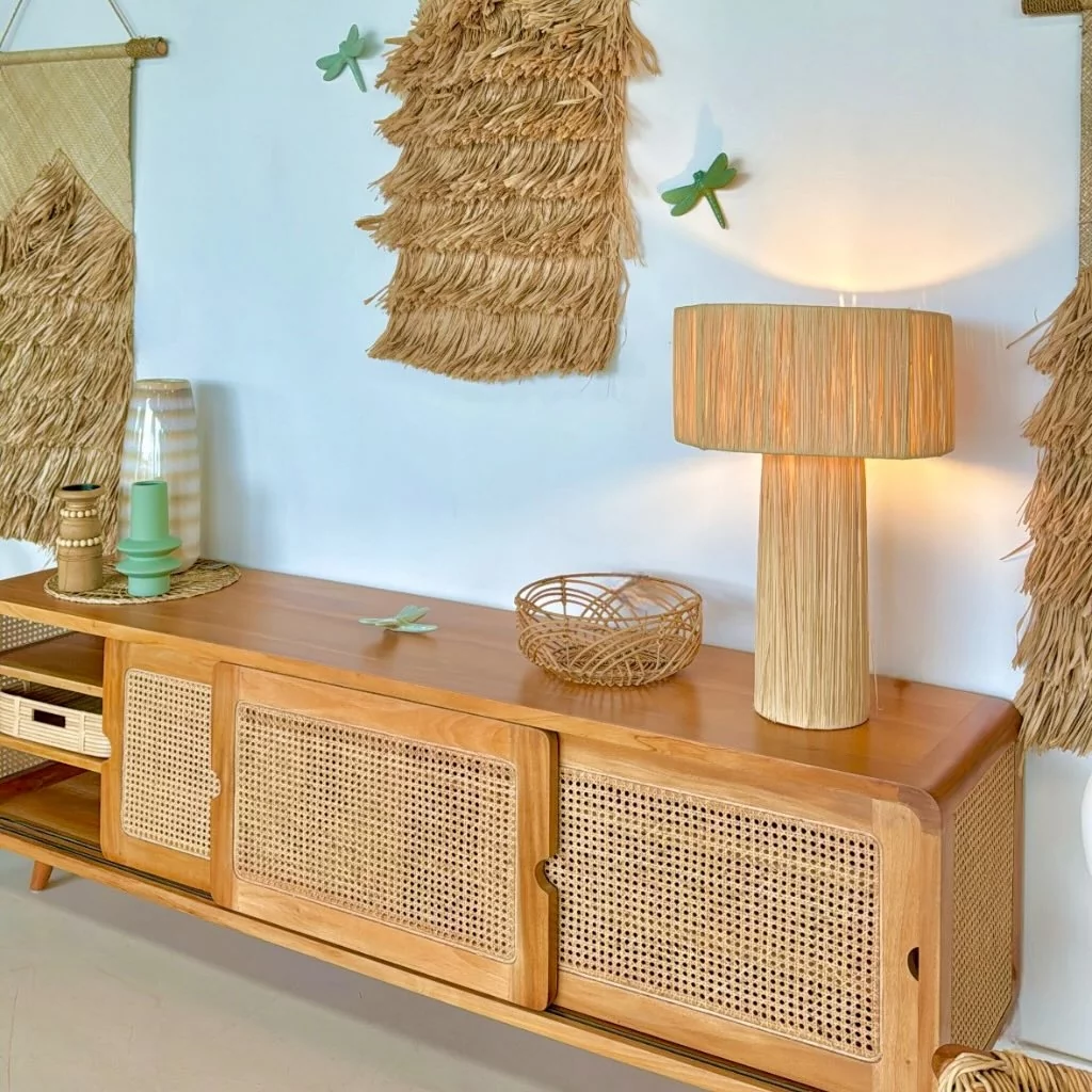 RIO - Buffet tv en bois de manguier et cannage