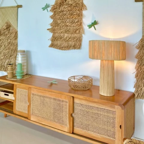 RIO - Buffet tv en bois de manguier et cannage