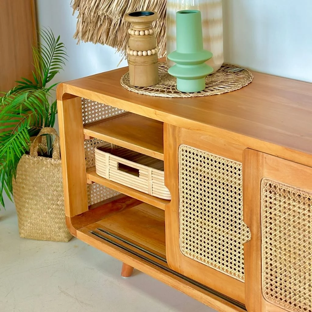 RIO - Buffet tv en manguier et cannage