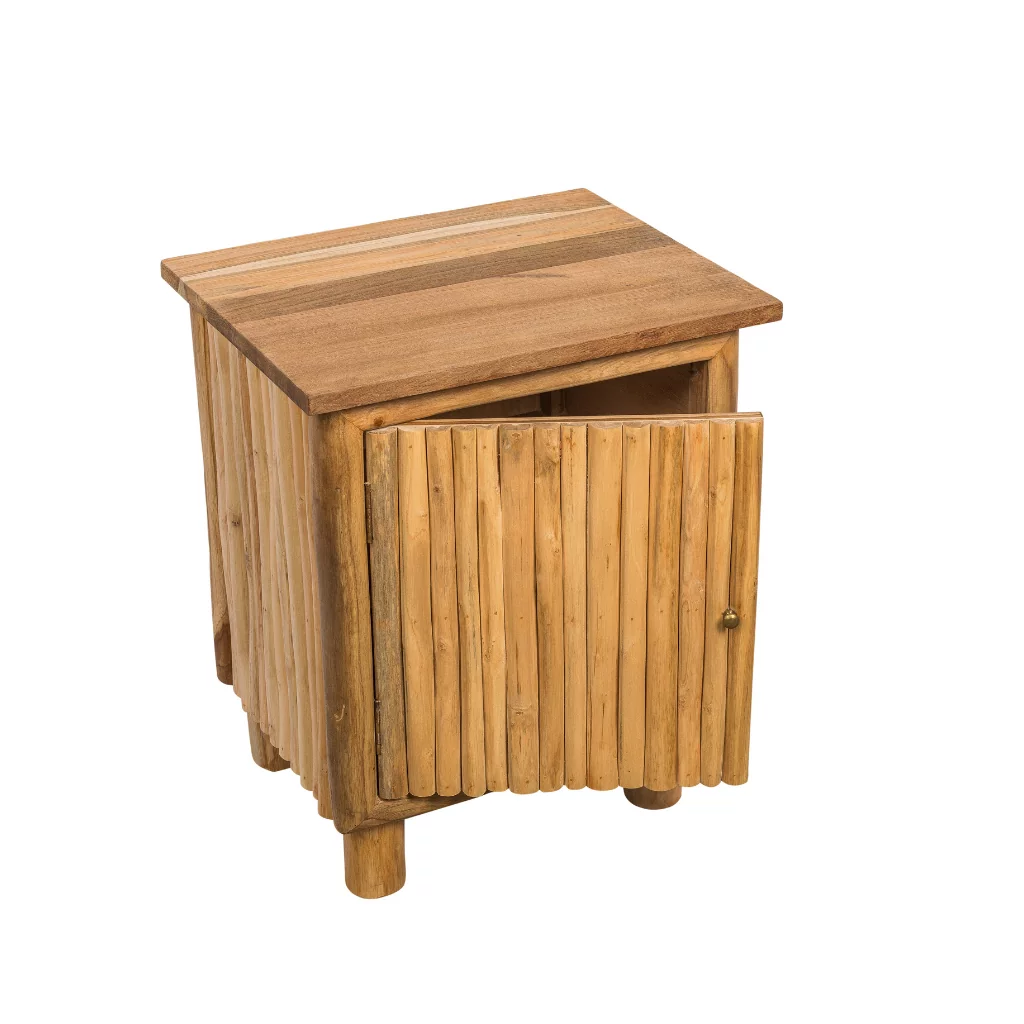 PIERRETTE - Table de chevet en branches de teck