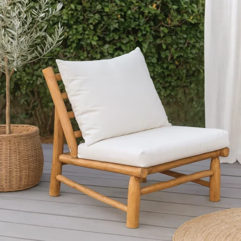 YAGO - Fauteuil extérieur en teck avec coussins outdoor