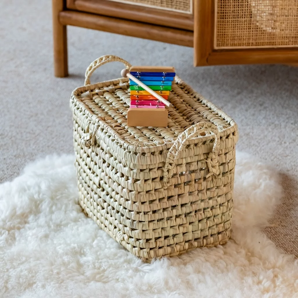 Coffre de rangement Maroc en feuille de palmier