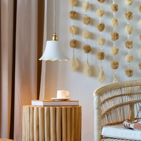 ELODIE - Suspension en terre cuite blanche