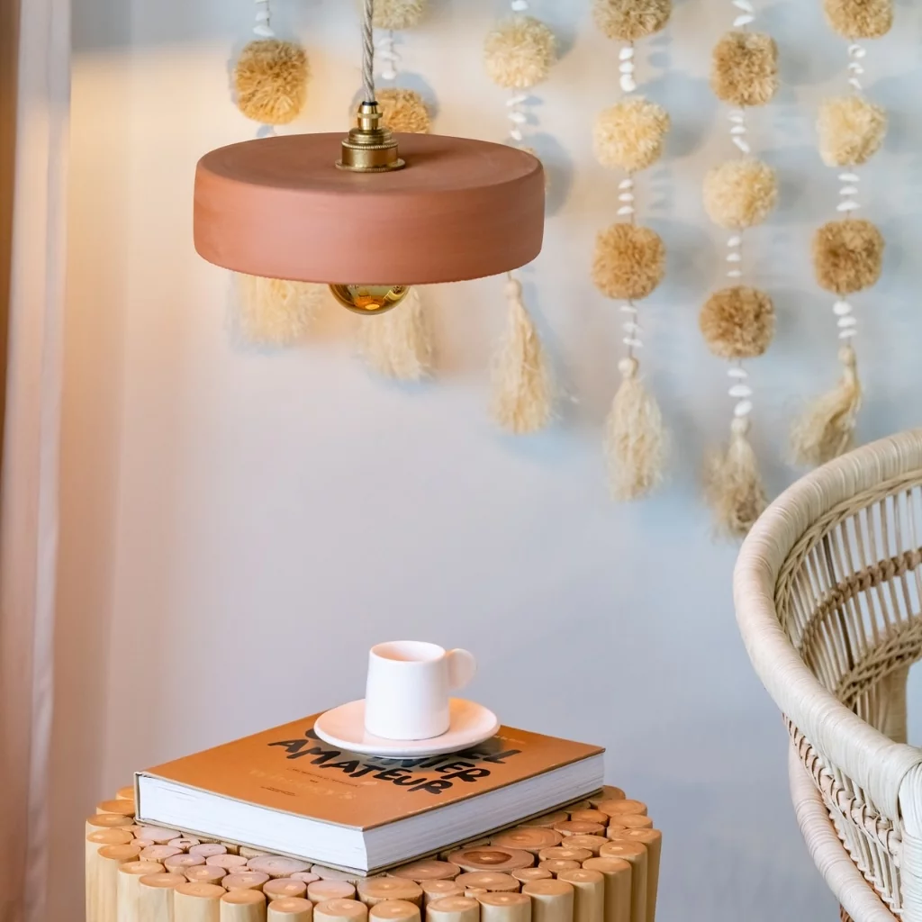 MICHELE S - Suspension en terre cuite ocre