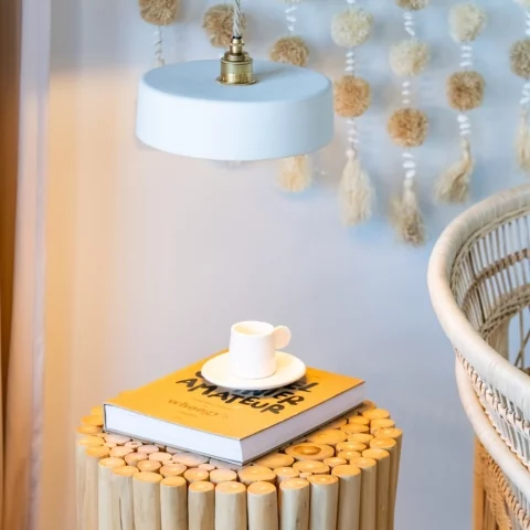 MICHELE S - Suspension en terre cuite blanche