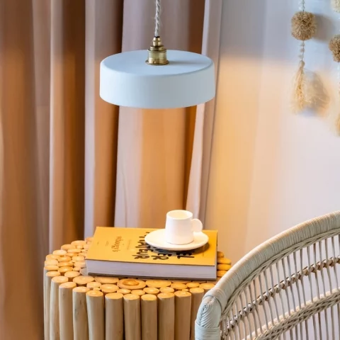 MICHELE S - Suspension en terre cuite blanche