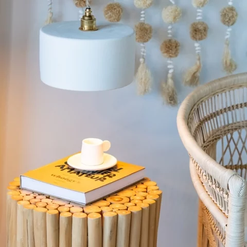 ODILE - Suspension en terre cuite blanche